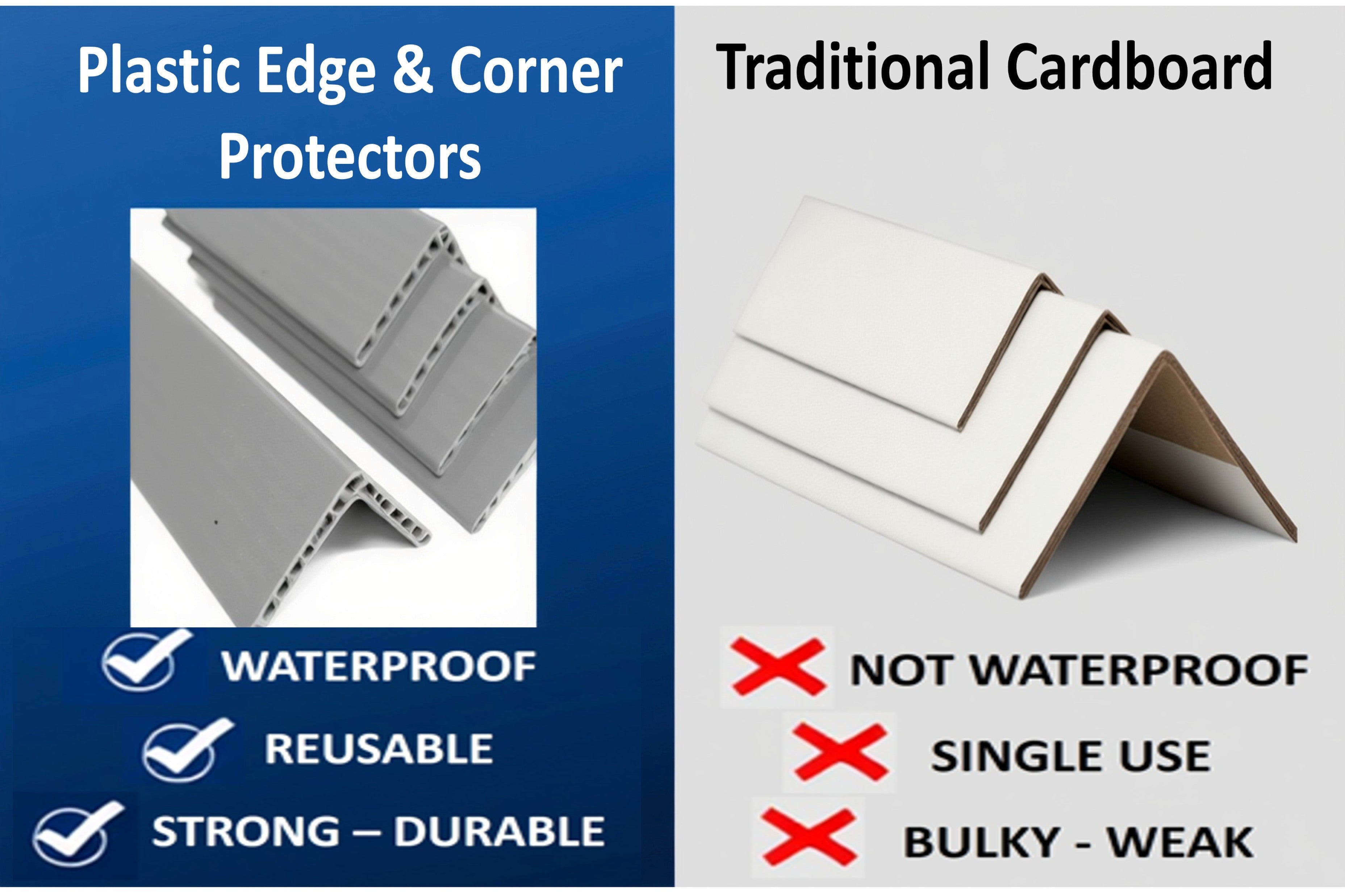 Reusable PVC Edge & Corner Protectors for Moving, Cargo, Storage and Material Handling (50 pack)